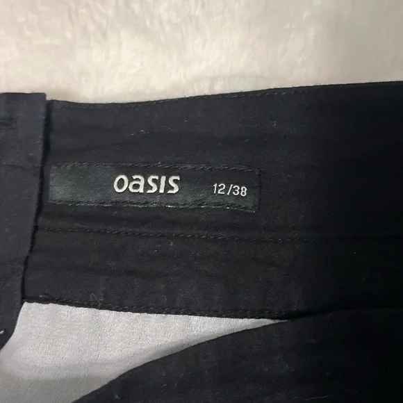 Oasis US Sz 8 Black Geometric Lined Preppy Dressy Party Date Night Mini Skirt - Picture 6 of 8